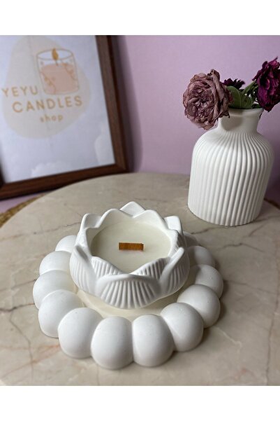 yeyu candles Bubble Dekoratif Tabak & Lotus Mum & Mini Vazo