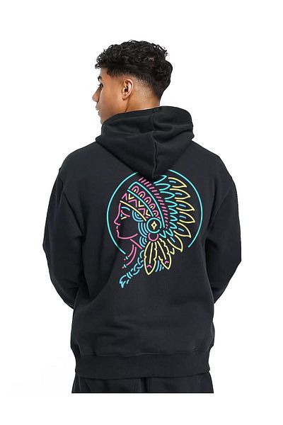 Ghedto Unisex Mohican Oversize Hooded Hoodie Μαύρο