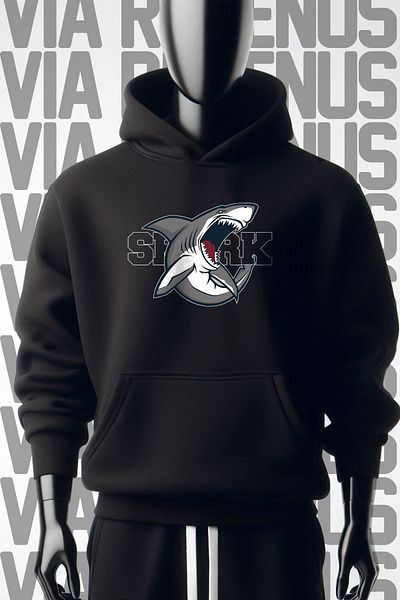 Vordevia Shark 3 Thread Printed - Φούτερ με φαρδιά εφαρμογή μαύρη κουκούλα
