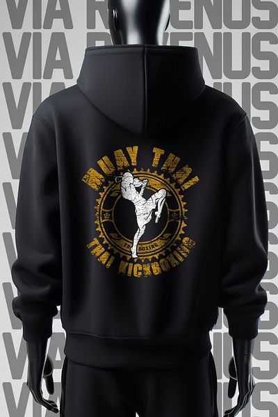 Vordevia Φούτερ με κουκούλα με κουκούλα με σχέδιο Muay Thai - 3 νήματα
