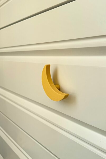 Pomerol Mâner pentru dulap Yellow Moon - Mâner de mobilier distractiv și durabil pentru camera copiilor, bucătărie și baie