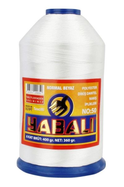 Yabalı 400 gr Polyester Lace Thread No 50 Normal White 6 Layers (BROKEN WHITE)
