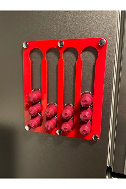 TREND Red Nespresso & Jacobs Compatible Capsule Coffee Stand (WITH MAGNET, 20 CAPSULES CAPACITY)