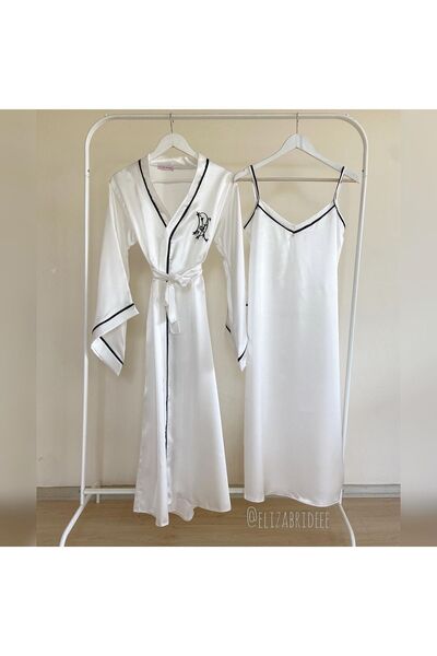 Eliza Bride Sabahlık Biyeli Iç Elbise Kimono Yarasa Kol Lohusa Gelin
