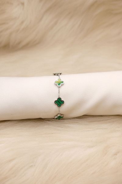 ANGELSS JEWELLERY Unisex Green Clover Bracelet