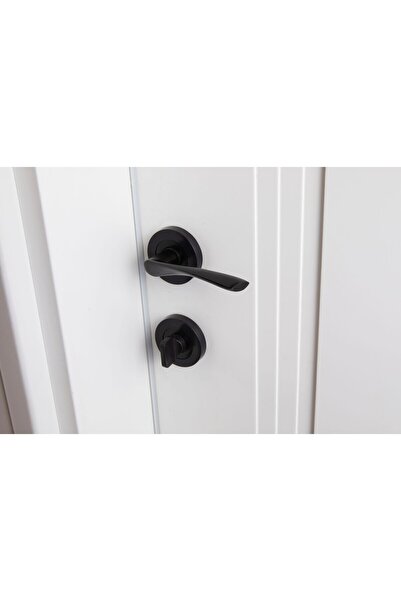 UGS Ticaret Yuvarlak Rozetli Bravo Kapı Kolu (WC IÇİN) Siyah Renk (İÇ - DIŞ T...