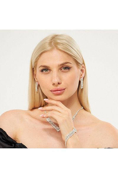 Flaner Paris Aksesuar Cross knout choker necklace earrings bracelet set