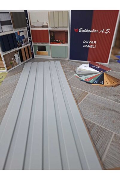 balkanlarparke BALKANLAR MDF DUVAR PANELİ E MODEL GÖK GRİ (10 ADET)  12CM x 2...
