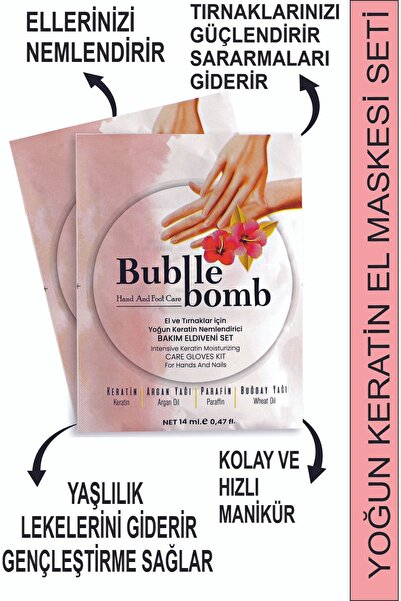 BUBBLEBOMB El Bakım Maskesi El Ve Tırnaklar Için Yoğun Keratin Nemlendirici Bakım Eldiveni Seti