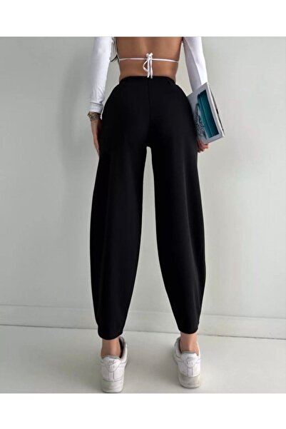 GÖZDE GİYİM Siyah Belden Lastikli Şalvar Pantolon