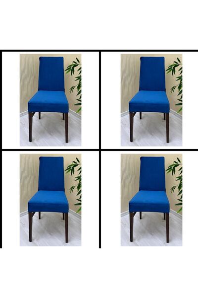 KILIFSAN 4 Adet Süet Detaylı Angora Kumaş Sandalye Kılıfı Yıkanabilir Likralı Esnek Lastikli, Sandalye Örtü