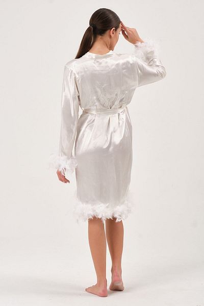 SATTENS Bride Feathered Satin Dressing Gown
