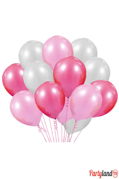 PartylandTR 25 Adet Açık Pembe Koyu Pembe Beyaz Balon