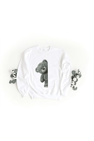 LAND MODA Φούτερ Oversize με λευκό στάμπα