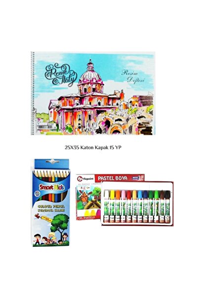 Smart Kids Smartkids Kırtasiye Boyama Seti Kuru Boya + Pastel Boya 12 Li Resi...