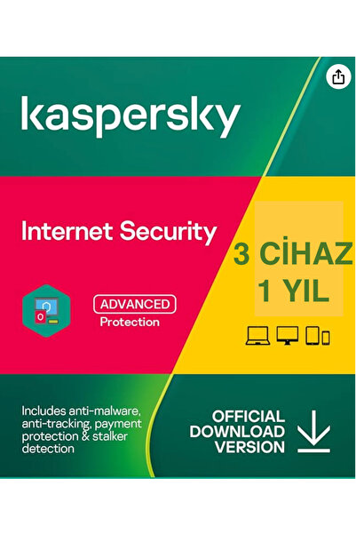 KASPERSKY İnternet Security 3 Cihaz 1 yıl ( Dijital Teslimat)