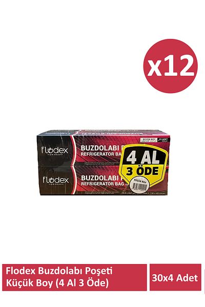 FLODEX 12 Refrigerator Bags - Small Size, Pack of 4, Pay 3 - 30X4 (120 Pieces)