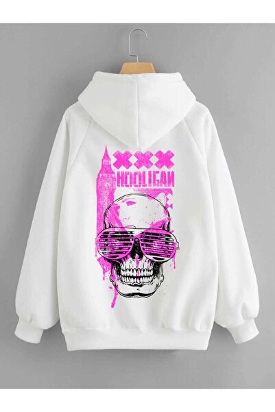 DEEPSENCE Ανδρικό λευκό με κουκούλα Holigan Φούτερ με τύπωμα Φθινοπωρινή χειμερινή σεζόν