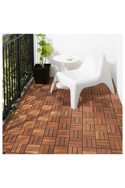 TURQUAZ STORE 1 Adet 30x30 Cm Parke Balkon Teras Yer Döşemesi Masif Sorelis Akasya Kahverengi 1 Adet