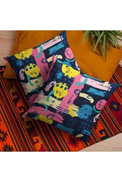 ALAMODECOR Set de cu imprimeu huse pentru perne cu model digital pe două fețe, colorate, pentru tablă de artă