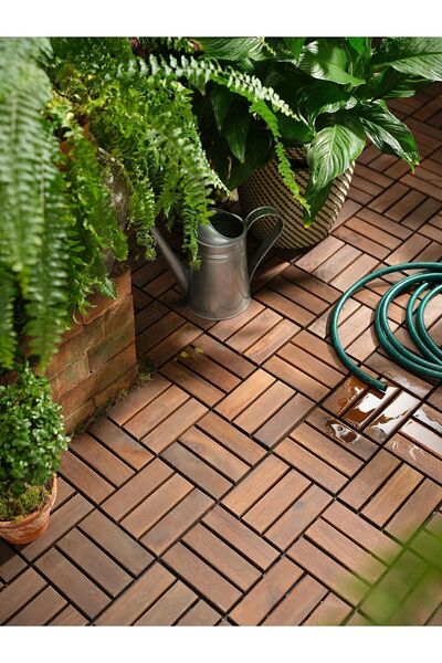 TURQUAZ STORE 1 Adet 30x30 Cm Parke Balkon Teras Yer Döşemesi Masif Sorelis Akasya Kahverengi 1 Adet