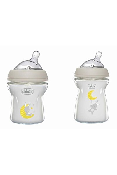 Chicco Natural Feeling Glass Baby Bottle Double 150+250ml Patterned