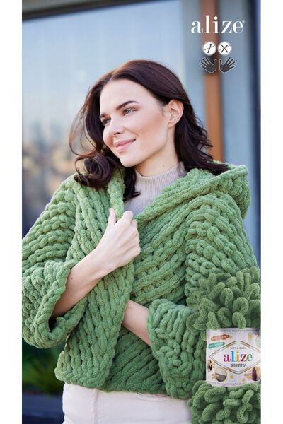 Alize Puffy 5'li Paket (5X100GR) El Örgü Ipi (KOYU GRİ 87)