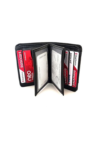 MKM MAN Men's Nubuck Black Wallet 15 Compartments