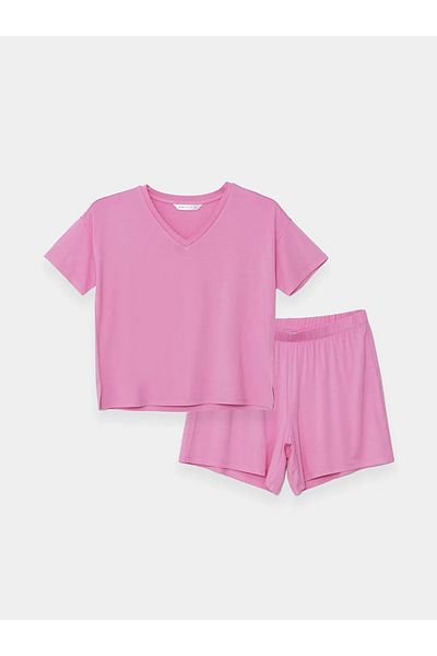 LC Waikiki LCW DREAM Women's V-Neck Pajamas Set with Shorts - Short Sleeve