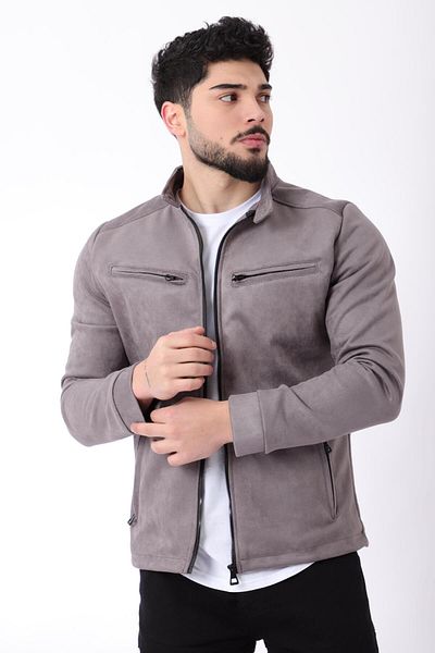 Stilkombin Hakim Collar Suede Seasonal Coat - Chest Zippered PLDP 2904_60061