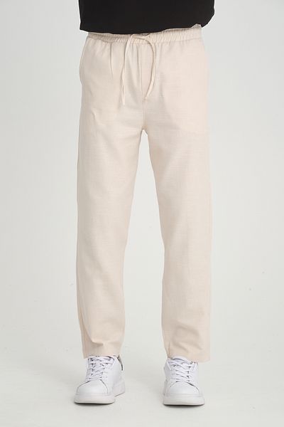 MERİCEY Baggy Men's Beige Linen Trousers