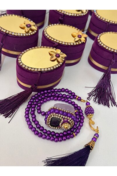 çeyizlik setim 1 Piece in Velvet Box - Zikrmatik and Rosary Set, Gift Dowry Package Rosary
