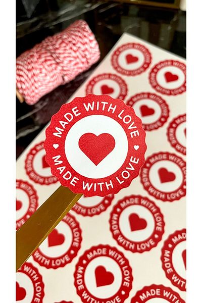 Hayal.kirtasiyesi "Made with Love" 5 cm Sticker - 24 Pieces Special Cut