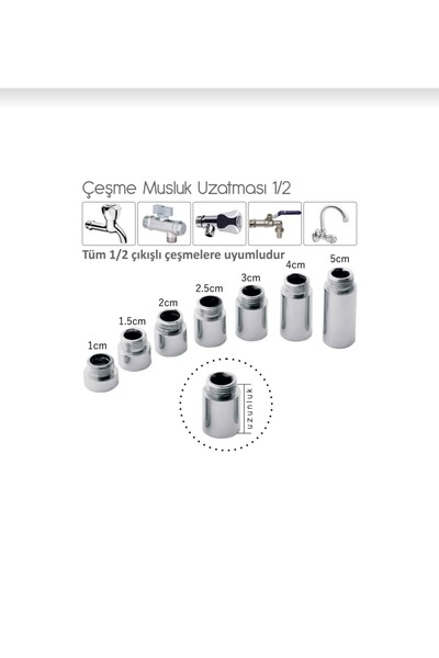 Genel Markalar Musluk Çeşme Uzatması Prinç Krom Kaplama Ölçü 3 Cm Kısa Kalan ...