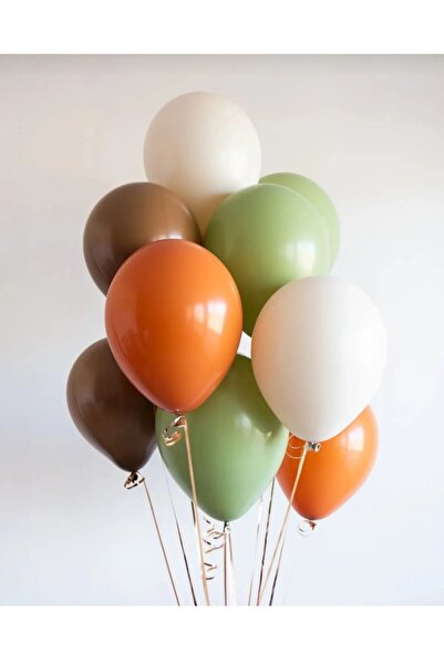 ATAKENT PARTİ مجموعة بالونات ذات ألوان كلاسيكية مكونة من 10 قطع باللون القهوة، تيراكوتا بلون البشرة، أخضر عفن، رمل البحر