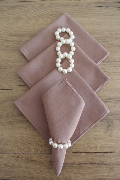 Emtory Home 6 Pieces of Milk Coffee Linen Duck Napkin - Serving Presentation Napkin - Ring External