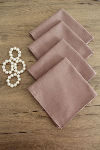 Emtory Home 6 Pieces of Milk Coffee Linen Duck Napkin - Serving Presentation Napkin - Ring External