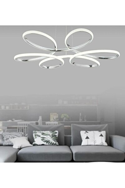 DEKOREV Stella Modern Ledli Krom Spor Avize Beyaz Işık Salon Mutfak Yatak Odası Avizesi