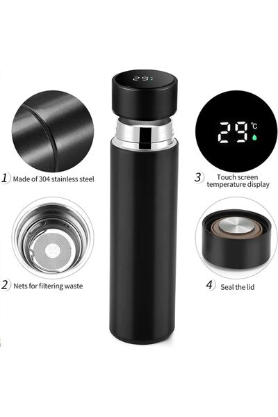 Genel Markalar Termometreli Led Dijital Göstergeli Çelik Termos Matara Suluk