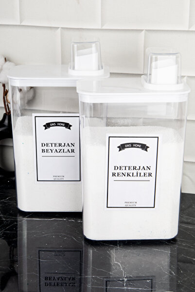 DNS HOME 3000ml White and Color Detergent Holder Set - 2 Storage Containers with Self-Scale Label