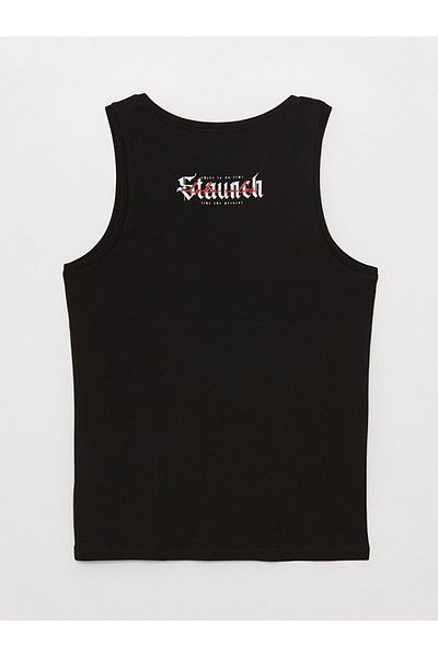 LC Waikiki Ανδρικό αμάνικο μπλουζάκι LCW Casual Crew με στάμπα από χτενισμένο βαμβάκι