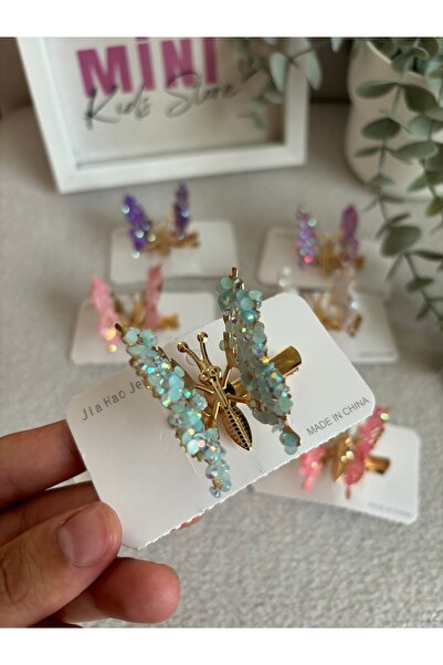 minikidsstore Kelebek Fiğürlü Yaylı Hareketli Taşlı Toka