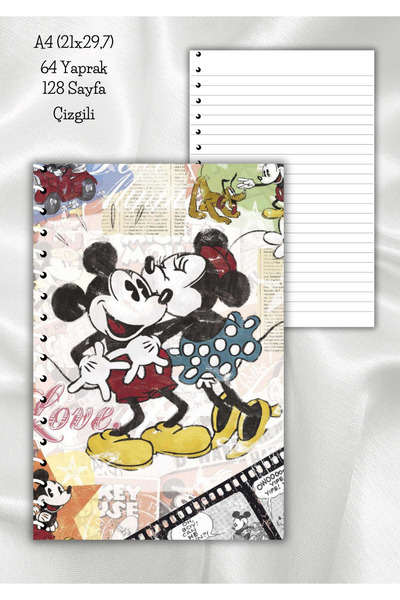 daily notebook Mickey Mouse Spiralli Çizgili Okul Defteri,64 Sayfa, A4 (21X29,7 CM)