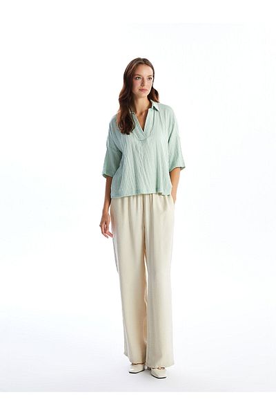 LC Waikiki LW - Γυναικεία μπλούζα Polo Neck Plain Oversize