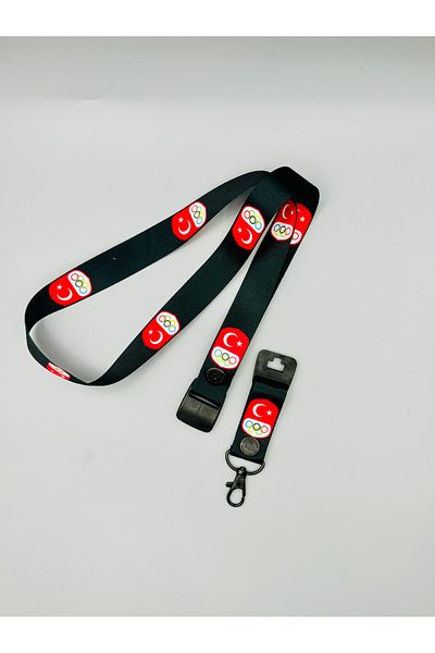 CİCCİBİCCİSHOP Türkiyeye Olympiyt Logo - Neck Strap Rope with Intermediate Apparatus (Inserted) and Whistle Rope