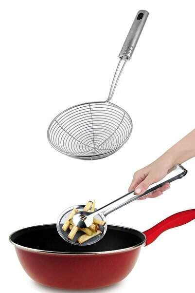 UNDERGROUND TRADE Frying Tongs with Strainer and Metal Oil Colander