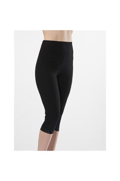 TÜREN 259 Δαντελένιο Μακρύ Κολάν Διπλό Πακέτο-μαύρο