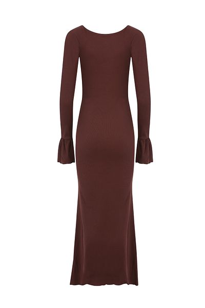 La Sarta Alicante Brown Camisole Μακρύ Φόρεμα - Λεπτομέρεια στο στήθος