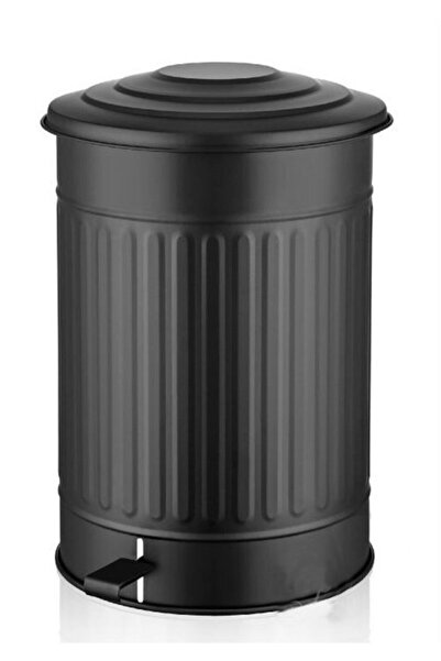 KOCHERHOME 37 Litre Metal Boyalı Pedallı Kapaklı Cöp Kovası Siyah Cap 32 Cm