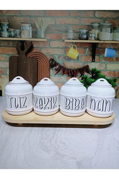 Pembishayatlar 4-Piece Bamboo Spice Jar Set with 400 ML Capacity